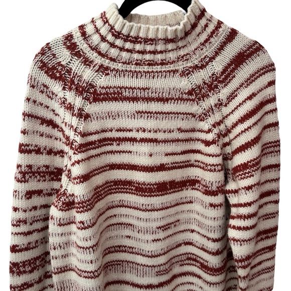 NEW Marine Layer Amy Mock Neck Sweater Color Chili Cream Marl Stripe Cozy Size M - Picture 4 of 12